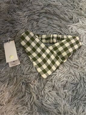 Tory Burch Green and Cream Gingham Headband